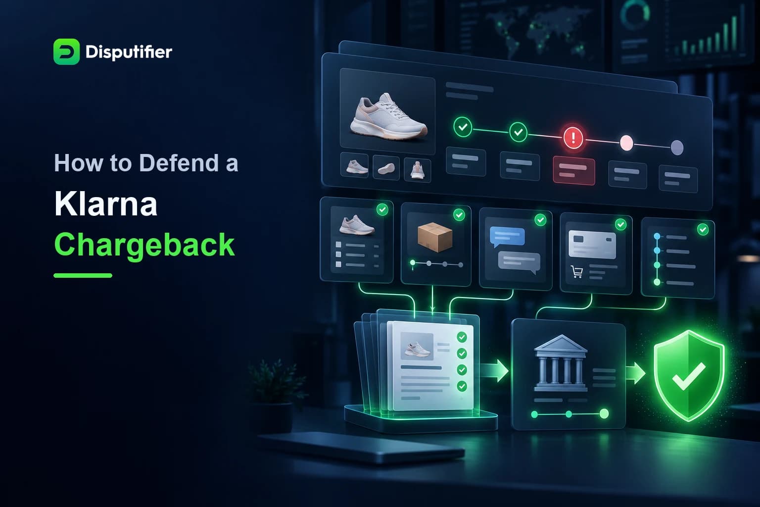Disputifier chargeback defense workflow showing installment payment evidence, delivery proof, customer records, and a successful response.