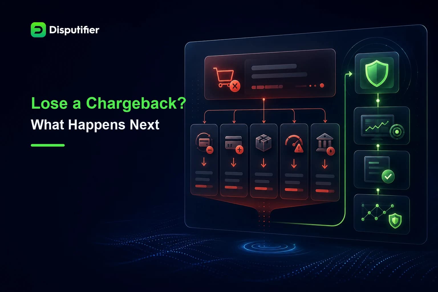 Disputifier dashboard showing the financial, operational, inventory, and account-risk consequences of losing a chargeback.